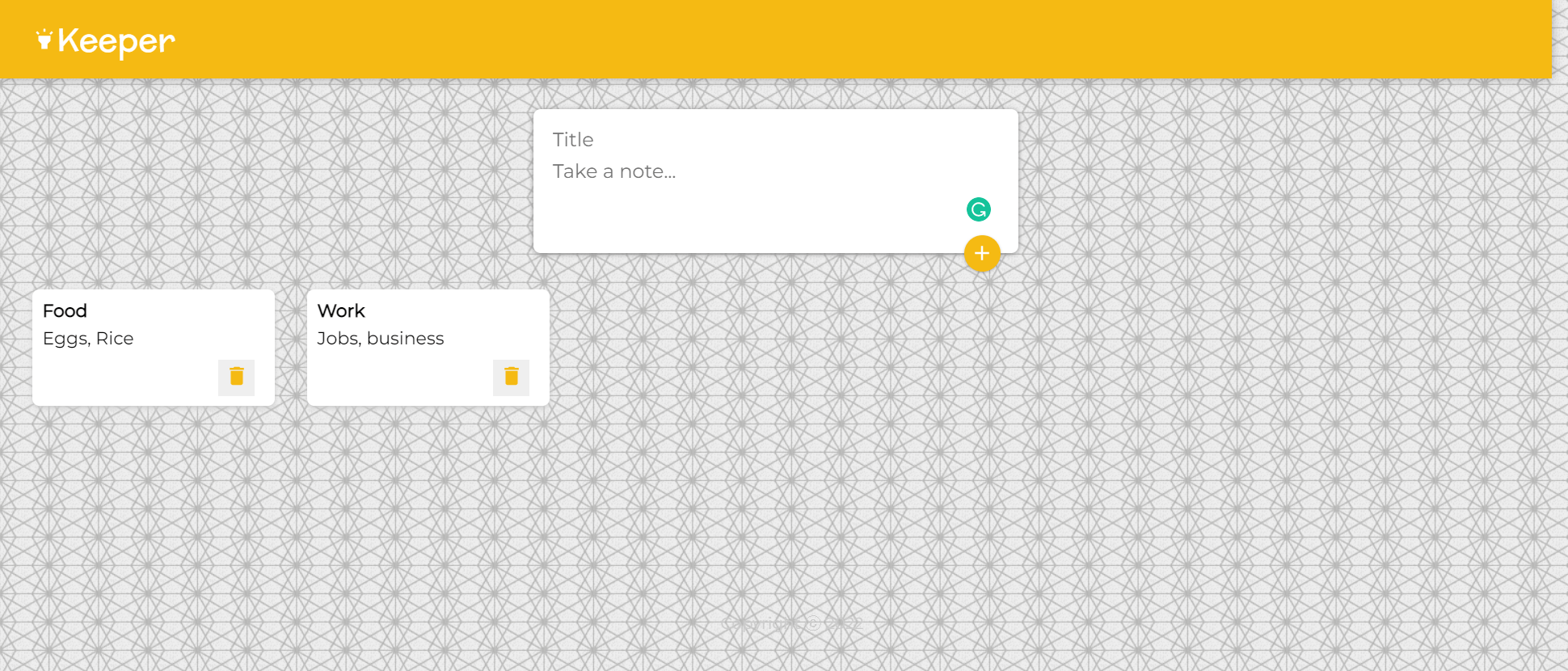 Screenshot of Keeper App — React.js, JavaScript project by Shafin Ahmed